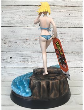 Dragonball 11" Android 18 Summer Surfing Limited Resin Diorama Statue Blue