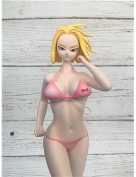 Dragonball 11" Android 18 Summer Surfing Limited Resin Diorama Statue Pink