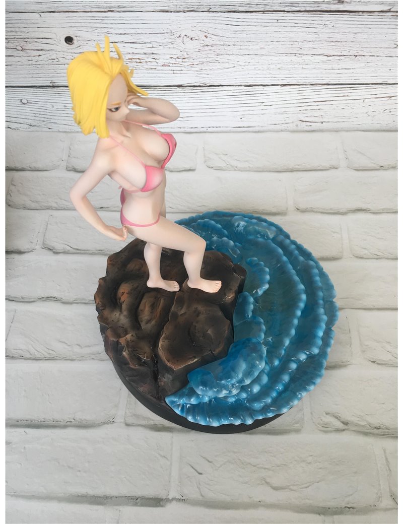 Dragonball 11" Android 18 Summer Surfing Limited Resin Diorama Statue Pink