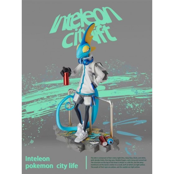 FeiMaoYingRi Pokémon City Life Series Inteleon Resin Statue