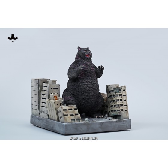 JXK Black Meowzilla Resin Statue Diorama Set