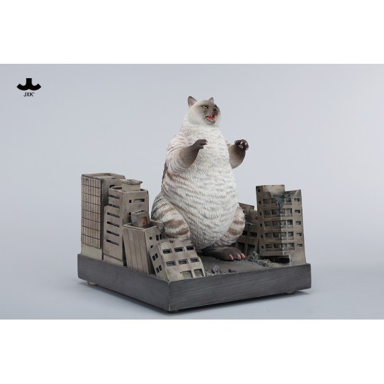 JXK White Meowzilla Resin Statue Diorama Set