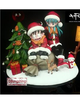 Djfungshing Dragonball Christmas Kid Goku & Bulma Resin Statue