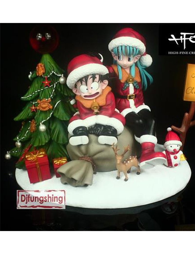 Djfungshing Dragonball Christmas Kid Goku & Bulma Resin Statue